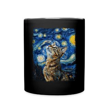 Tabby Katze Orange Katze Sternennacht Malerei - Tasse einfarbig - Schwarz - Vorne