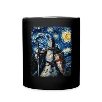 Croix de chevalier du Temple Peinture Nuit étoilée - Mug uni - noir - Devant