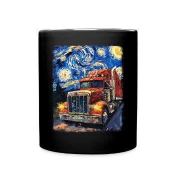 camionneur chauffeur de camion camionnage peinture nuit étoilée - Mug uni - noir - Devant