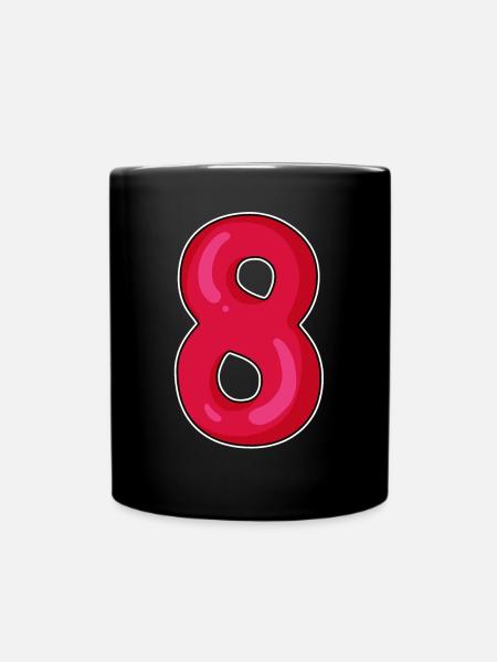 Numéro 8 Huitième Numéro Rouge Noir - Mug uni - noir