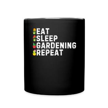 Eat Sleep Gardening Repeat - Landscaper Gardener - Full Colour Mug - black - Front