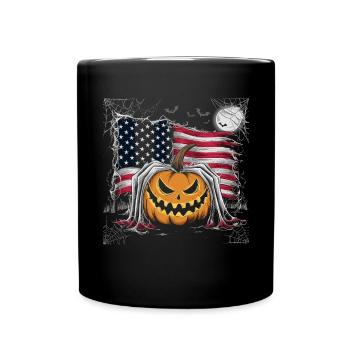 Halloween Costume Zombie Pumpkin Blood Spirit Party - Full Colour Mug - black - Front