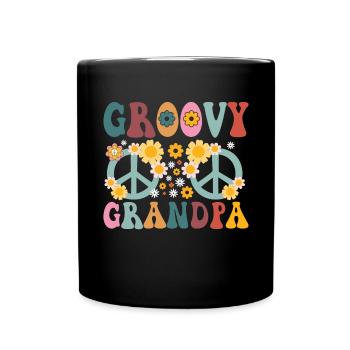 Groovy Grandpa Retro Matching Family Birthday - Full Colour Mug - black - Front
