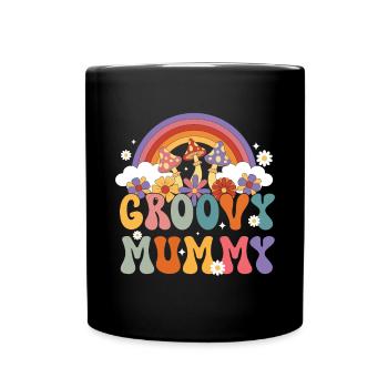 Groovy Mama Retro Mutter Mutter Matching Familie - Tasse einfarbig - Schwarz - Vorne