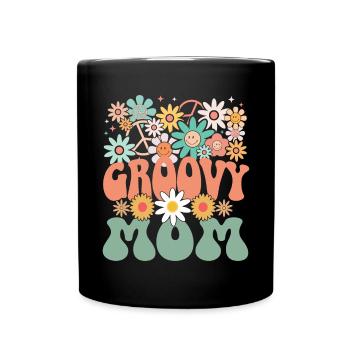 Groovy Mama Retro Mutter Mutter Matching Familie - Tasse einfarbig - Schwarz - Vorne