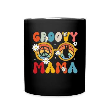 Groovy Mama Retro Mutter Mutter Matching Familie - Tasse einfarbig - Schwarz - Vorne