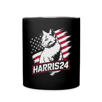 Kamala Harris 24 Cat Lady Supporter - Tasse einfarbig - Schwarz - Vorne