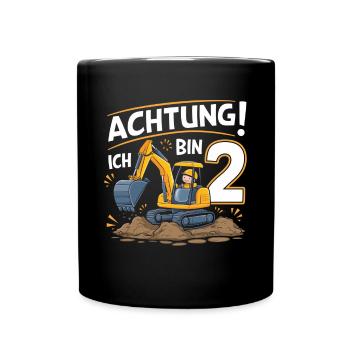 2ème anniversaire garçon 2 ans excavatrice chantier - Mug uni - noir - Devant