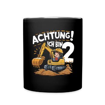 2ème anniversaire garçon 2 ans excavatrice chantier - Mug uni - noir - Devant