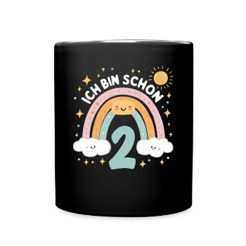 2nd Birthday Shirt Rainbow Cloud - Full Colour Mug - black - Front
