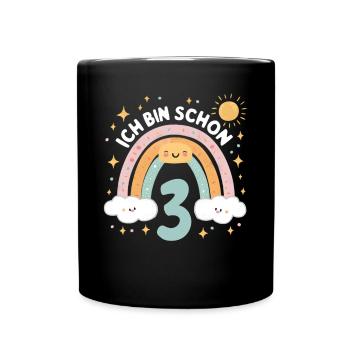 3rd Birthday Shirt Rainbow Cloud - Full Colour Mug - black - Front