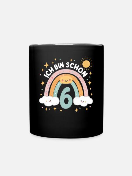 6. Geburtstag Geburtstagsshirt Regenbogen Wolke - Tasse einfarbig - Schwarz
