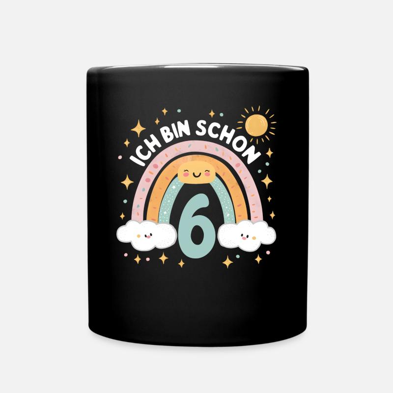 6. Geburtstag Geburtstagsshirt Regenbogen Wolke - Tasse einfarbig - Schwarz