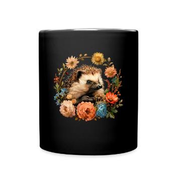 Hedgehugs Cute Hedgehog - Tasse einfarbig - Schwarz - Vorne