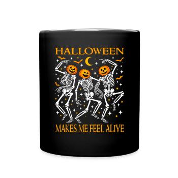 Lustige Halloween tanzende Skelette Jack O Laterne - Tasse einfarbig - Schwarz - Vorne