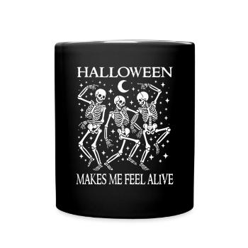 Lustiges Halloween tanzende Skelette Wortspiel Kostüm - Tasse einfarbig - Schwarz - Vorne