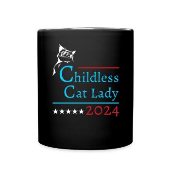 "Kinderlose Katzendame" Kamala Harris 2024 - Tasse einfarbig - Schwarz - Vorne