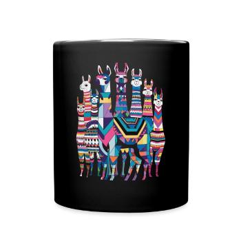 Motif de lama coloré imaginatif et vibrant - Mug uni - noir - Devant