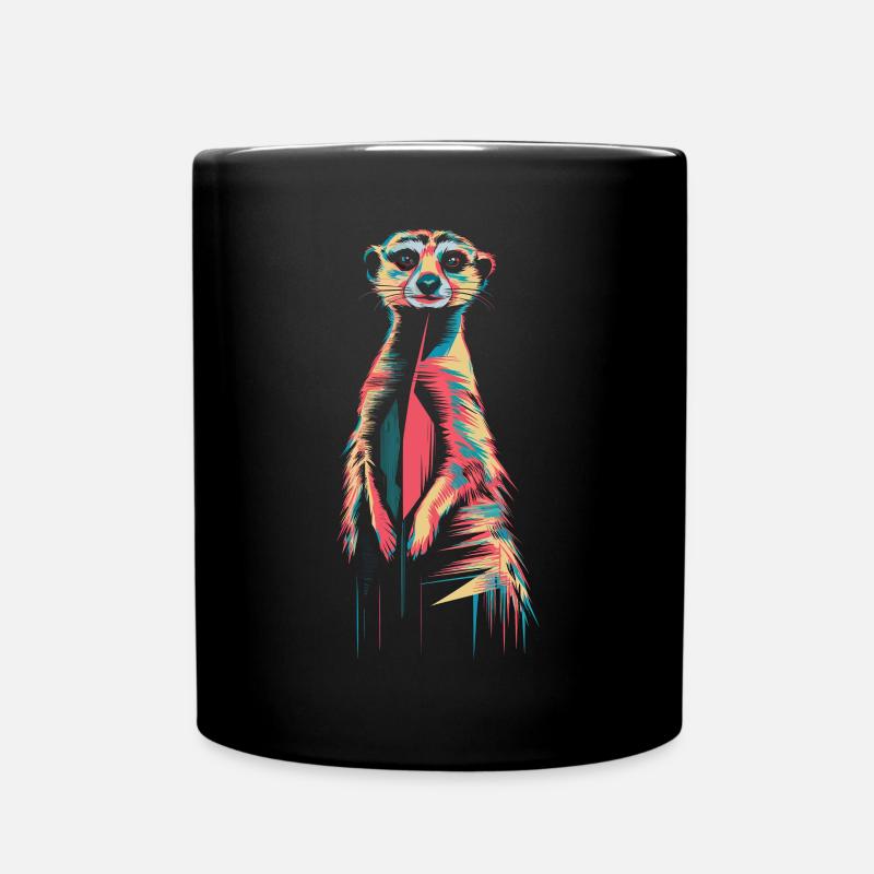 Farbenfrohes Erdmännchen Kunstwerk - Tasse einfarbig - Schwarz