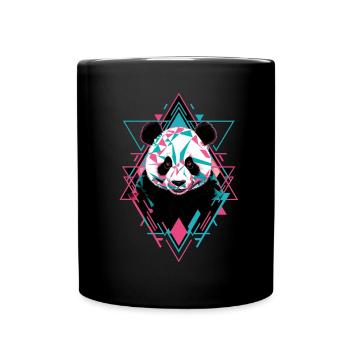 Geometrischer Panda Kunstwerk - Tasse einfarbig - Schwarz - Vorne