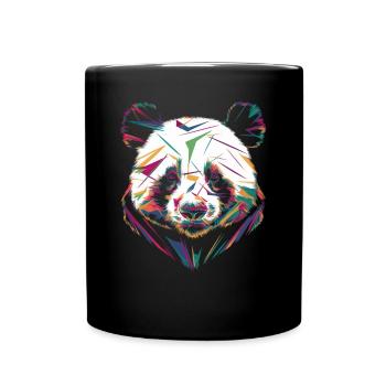 Bunter Panda Kopf Abstrakte Kunst - Tasse einfarbig - Schwarz - Vorne