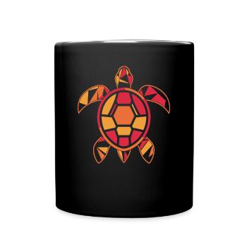 Bunte Schildkröte mit Geometrischen Formen - Tasse einfarbig - Schwarz - Vorne