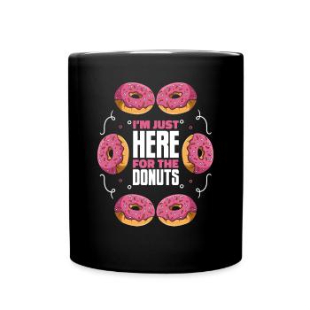 Nur hier für die Donuts Donuts Maker glasiert - Tasse einfarbig - Schwarz - Vorne