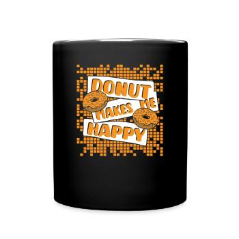 Donut macht mich glücklich Donut-Maker glasierter Liebhaber - Tasse einfarbig - Schwarz - Vorne