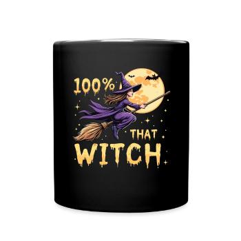 Costume de sorcière d’Halloween Balai de sorcière - Mug uni - noir - Devant