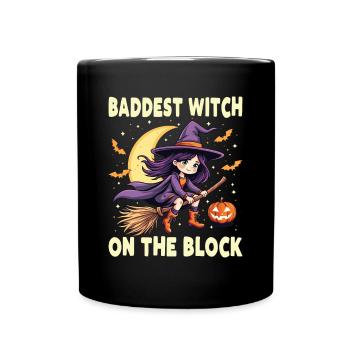 Costume de sorcière d’Halloween Balai de sorcière - Mug uni - noir - Devant