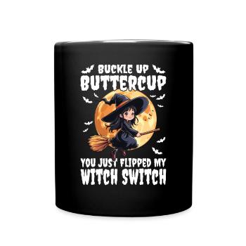 Halloween Hexen Kostüm Hexe Hexenbesen - Tasse einfarbig - Schwarz - Vorne