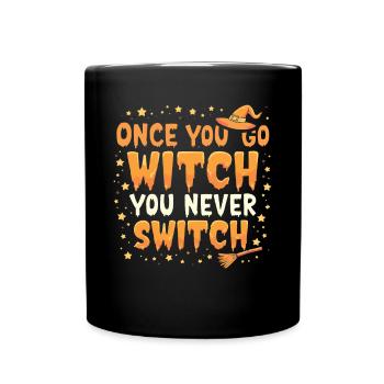 Costume de sorcière d’Halloween Balai de sorcière - Mug uni - noir - Devant