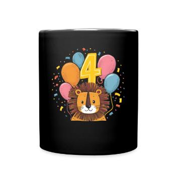 4ème anniversaire Leo Fête d’anniversaire des enfants - Mug uni - noir - Devant