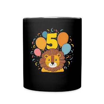 5ème anniversaire Leo Fête d’anniversaire des enfants - Mug uni - noir - Devant