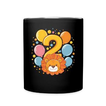 2ème anniversaire Leo Fête d’anniversaire des enfants - Mug uni - noir - Devant