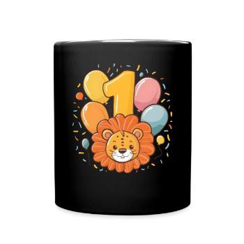 1er anniversaire Leo Fête d’anniversaire des enfants - Mug uni - noir - Devant