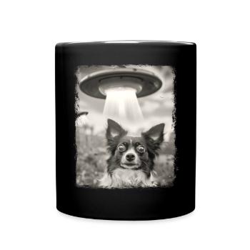 Papillon chien OVNI Alien Alien Selfie - Mug uni - noir - Devant