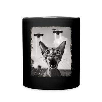 Oriental Shorthair Cat UFO Alien Alien - Full Colour Mug - black - Front