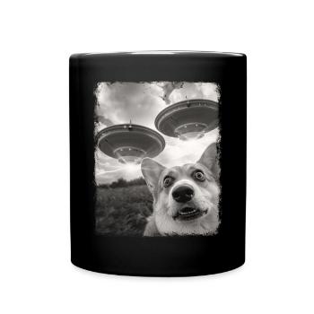 Pembroke Corgi chien OVNI Alien Alien Selfi - Mug uni - noir - Devant
