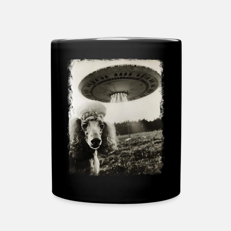 Pudel Hund UFO Alien Außerirdischer Selfie - Tasse einfarbig - Schwarz