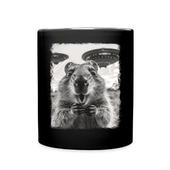 Quokka Australisches UFO Alien Außerirdischer Self - Tasse einfarbig - Schwarz - Vorne