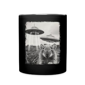 Rat Mouse UFO Alien Alien Selfie - Full Colour Mug - black - Front
