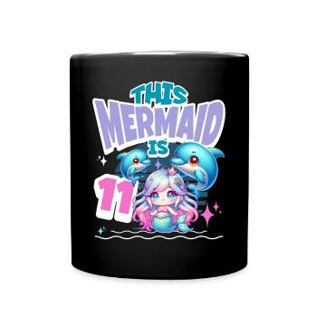 Mermaid 11th Birthday Girl Kids - Full Colour Mug - black - Front