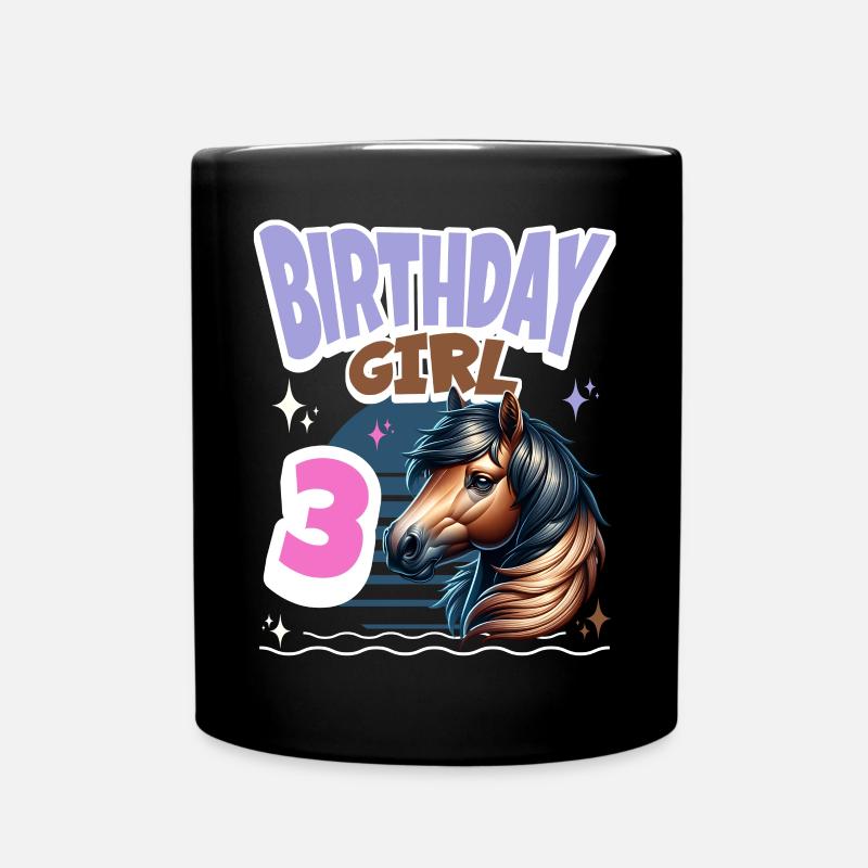 Pferd 3. Geburtstag Mädchen Kinder - Tasse einfarbig - Schwarz