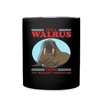 Walross Walroß Walrus Walrosse Geschenk - Tasse einfarbig - Schwarz - Vorne