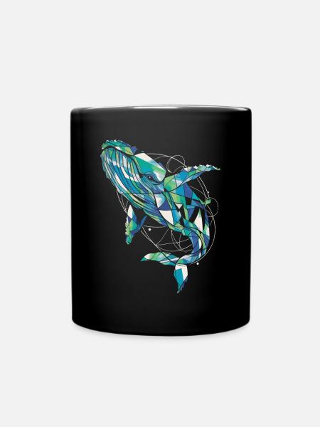 Abstrakter Wal Kunstwerk Geometrische Ozean Farben - Tasse einfarbig - Schwarz