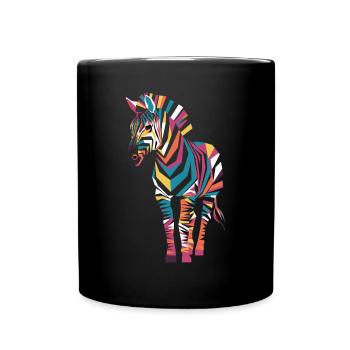 Colorful Zebra Artwork for Animal Lovers - Full Colour Mug - black - Front