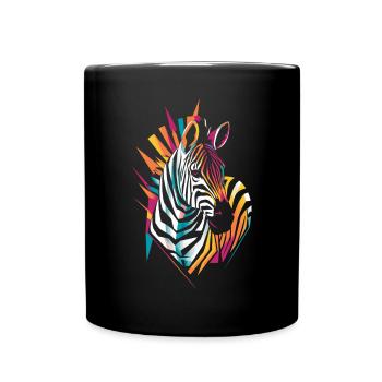 Colorful Zebra Artwork Illustration - Full Colour Mug - black - Front