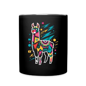 Colorful Geometric Llama - Full Colour Mug - black - Front