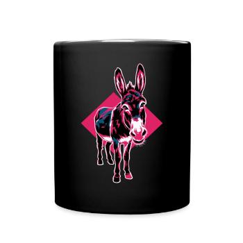 Geometrische Bauernhof Tier Grafik Esel - Tasse einfarbig - Schwarz - Vorne
